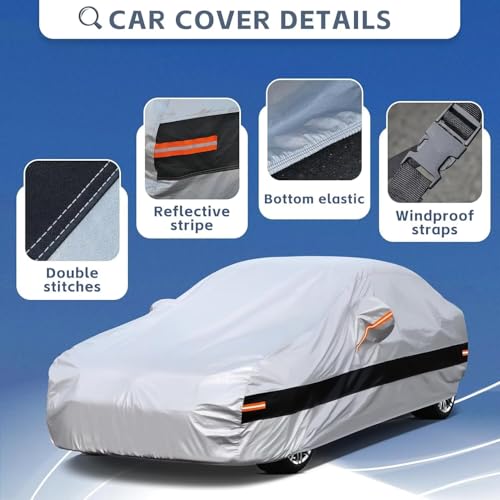 10 Layers Car Cover Custom Fit for BMW 3 Series 320i 328i 330i 335i M340i (2013-2025), Waterproof All Weather for Automobiles, Outdoor Full Cover Sun Dust Rain Protection with Cotton. Silver - size: Custom Fit for BMW 3 Series