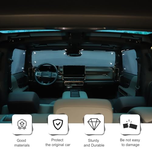 Auto Side Window Front Seat Reflective Sunshade Fit for Hummer EV 2022-2026 SUV/SUT, Side Window Front Seat Reflective Sunshade and Front Windshield Sun Shade, Foldable Sun Shield