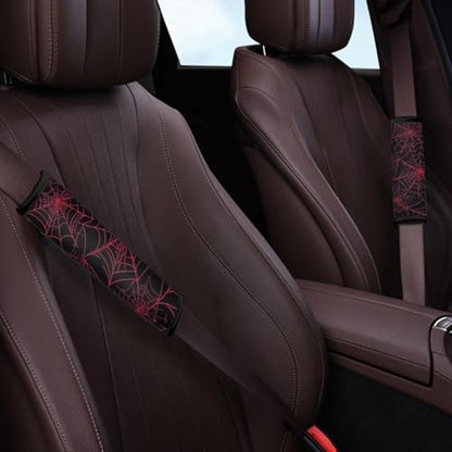 Red Spider Web Car Seat Belt Cover Pad,omfortable Seat Strap Pads,Compatible with All Models of Seatbelt Covers,Can Be Used As A Backpack Shoulder Pad, Essential Car Seat Shoulder Strap Pads - color: Red Spdier Web
