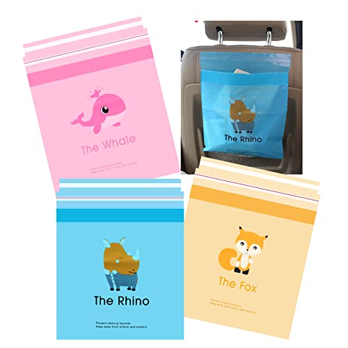 54pcs Car Trash Bags Easy Stick-On Disposable Portable Car Garbage Bags, Waterproof Leak Proof Barf Vomit Bags, Self Adhesive Cleaning Bags for Cars, Bedrooms, Bathrooms, Offices, Kitchens - Pattern B - color: B-54 Pieces