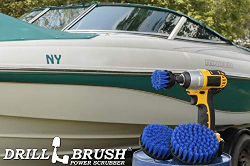Kayak - Canoe - Yacht - Raft - Drill Brush - Boat Accessories - Fiberglass - Hull Cleaner - Cleaning Supplies - Pond Scum, Oil Residue, Weeds, Barnacles, Oxidation - Spin Brush Kit - color: Blue