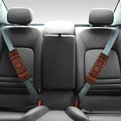 Orange Mandala Car Seat Belt Cover Seatbelt Pads,All Season Universal Trendy Shoulder Strap Pads Padding for Vehicle/Backpack,Set of 2 - color: Orange Mandala