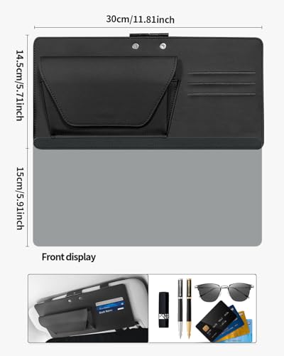 Car Visor Extender Sun Blocker, Polarized Sun Visor for Car with Multi-Functional Storage Pocket, Anti Glare Sun Visor Extension Blocker for Cars, SUVs & Vans (Black)