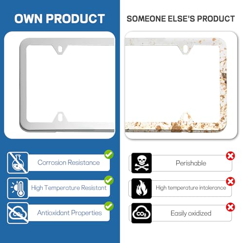 Wuyaoyao 2PCS Car License Plate Frames, 4 Holes Stainless Steel License Plate Frame, Slim License Plates Cover Holder with Screws Bolts Caps Washers, Universal Exterior Car Accessories (Silver) - color: Silver