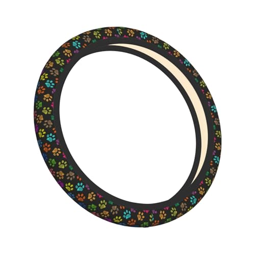 Colorful Paw Print Elastic Steering Wheel Cover Universal 15 Inch - color: 16