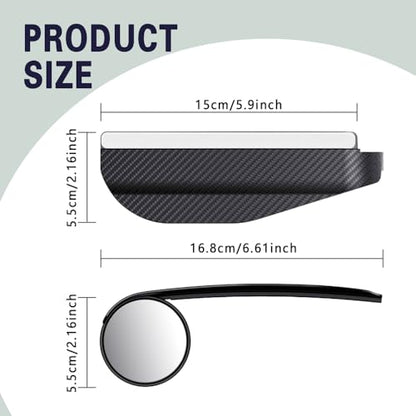 2PCS Blind Spot Mirrors, 2-in-1 Carbon Fiber Rain Eyebrow Reflective Protection Shield, Car Exterior Accessories Side Rain Guards with Convex Rear View Mirror Universal for Most Cars