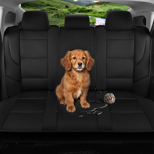 GIANT PANDA Neoprene Full Set Car Seat Covers, Leak-Proof & Waterproof Front&Rear/Back Car Seat Protector Fit 95% Cars Sedans SUV（Black） - color: Black&Black, size: Full Set