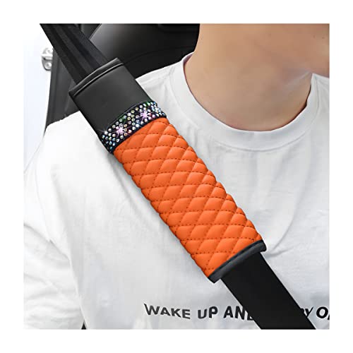 zipelo 2 Pcs Auto Seat Belt Cover, Breathable Leather Shoulder Pads Protect Your Neck, Harness Pads Strap for a More Comfortable Driving, Car Accessories Compatible with Adults Kids (Orange) - color: orange