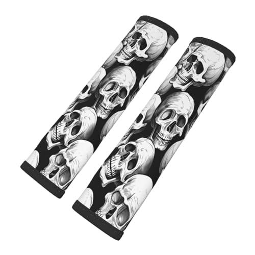 Seat Belt Cover Pad Halloween Skull Pattern Soft Safety Car Automotive Seat Belt Pads Cushion Shoulder Strap Covers for Cars or Bags, 2 Pcs - color: Halloween Skull Pattern