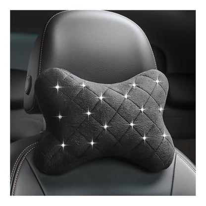 Car Headrest Pillow with Rhinestone Design,Soft & Skin-Friendly Car Neck Pillow for Comfortable Head & Neck Support,Universal Ergonomic Necks Pillows for Cars Interior Accessories