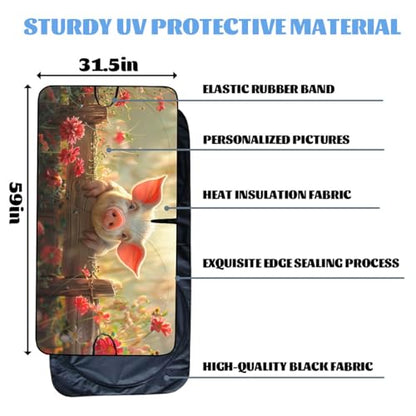 Cute Pig Car Windshield Sunshades, 59" L x 31.5" W, Blocks UV Rays, Sun Visor Protector for Car, Sedan, Truck, SUV - color: Cute Pig