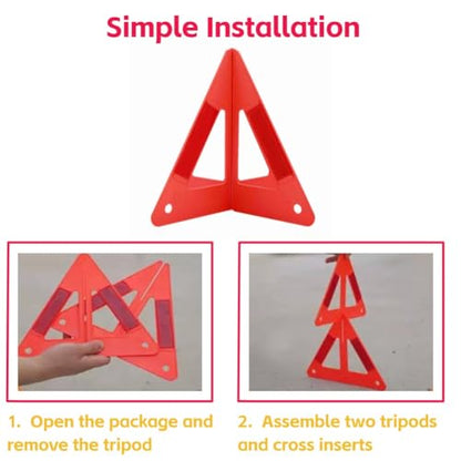 Akozon Emergency Triangles, Portable Car Roadside Triangles Emergency Breakdown Reflective Triangle For Car Warning Safety Road Stop Sign