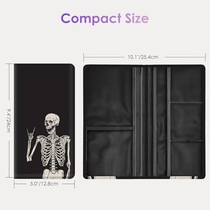 Car Registration and Insurance Holder，Colour Patterns Men Women Car License Document Registration and Insurance Card Holder - color: Human Skeleton