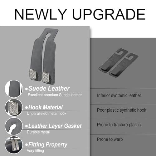 Purse and Bag Hook for Car, Zinc Alloy Seat Headrest Hooks, Upgraded Leather Cute Car Seat Back Purses Hanger and Bags Holder (Grey Diamond, 2Pack) - color: Grey Diamond