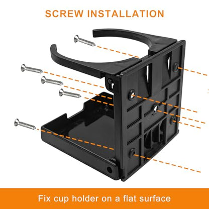 2PCS Boat Cup Holder, Car Folding Drink Holders Wall Mounted Bottle Bracket with Adjustable Arms, Universal Space-Saving Cup Holders with Screws for Trucks RVs Boats Campers