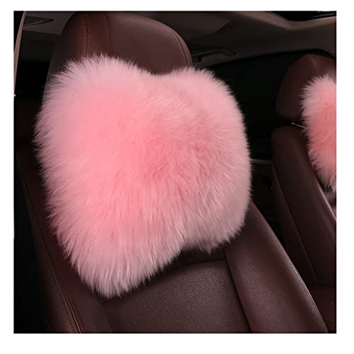 Car Seat Neck Rest Pillow Warm Winter Wool Headrest Head Support Car Decor Accessories (Pink) - color: Pink