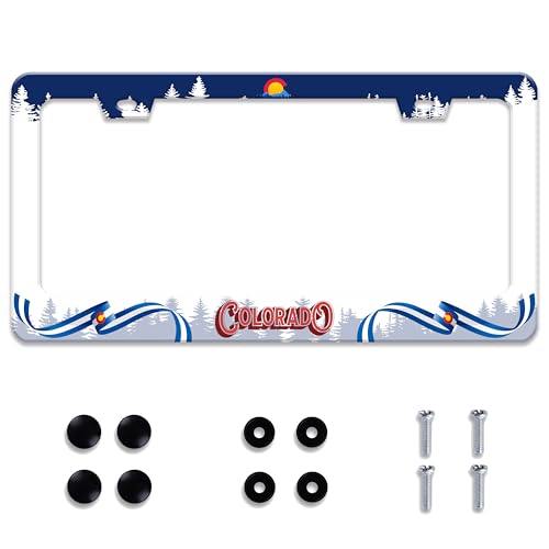 Personalized License Plate Frame Colorado State Flag Stainless Steel Accessory Patriotic License Plate Holder Funny Car Decorative 2 Holes Fits Us Standard License Plates 12.2 X 6.3 in for Men Women - color: Colorado State Flag