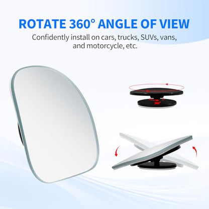 2 PCS Car Blind Spot Mirror, HD Frameless Convex Glass Angle Adjustable, Self-adhesive Back Auxiliary Reverse Mirror Wide Angle Side Mirrors Universal Car Exterior Accessories (Wedge) - size: Wedge