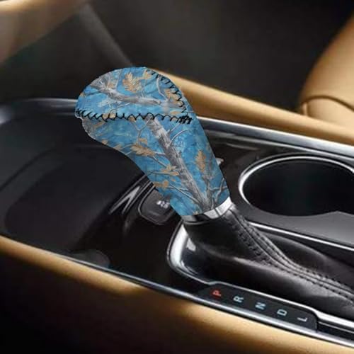 KEIAHUAN Car Gear Shift and Handbrake Cover Breathable Anti-Scratch Car Shifter Gear Hand Brake Cover Automotive Accessories for Men 2PCS, Blue Branch Camo Hunting - color: Blue Branch Camo Hunting Design