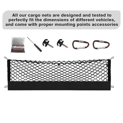 Muslogy Truck Bed Cargo Net Trunk Netting Compatible with Toyota RAV4 2019-2024 2025 Accessories, Pickup Cargo Organizer SUV Sedan Storage Net w/Heavy Duty Carabiners - style: 19-24 RAV4