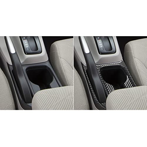 Auto Center Console Handbrake Water Cup Holder Trim Frame Panel Sticker Real Carbon Fiber Interior Trim Accessories Compatible with Honda Civic 9 Coupe/Sedan 2013 2014 2015 Black - color: Cup Holder Set/4 Pieces