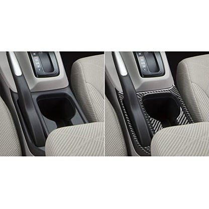 Auto Center Console Handbrake Water Cup Holder Trim Frame Panel Sticker Real Carbon Fiber Interior Trim Accessories Compatible with Honda Civic 9 Coupe/Sedan 2013 2014 2015 Black - color: Cup Holder Set/4 Pieces