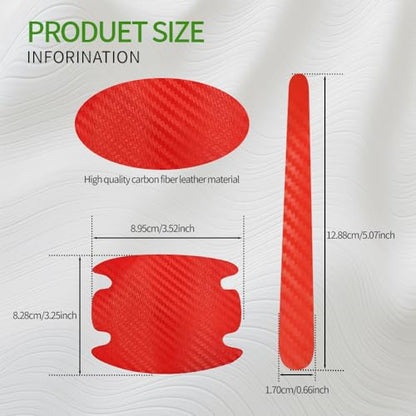 8PCS Carbon Fiber Handle Protectors - Anti Scratch Car Stickers, Universal Paint Guard Cover, Door Handle Cup Protective Film - color: Red