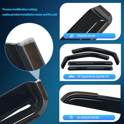 Nilight in Channel Rain Guards for Grand Caravan 2008-2023, Chrysler Town Country 2008 2009 2010 2011 2012 2013 2014 2015 2016, Volkswagen Routan 2009-2012 Window Deflectors, Vent Window Visors-4PCS - size: Grand Caravan 2008-2023