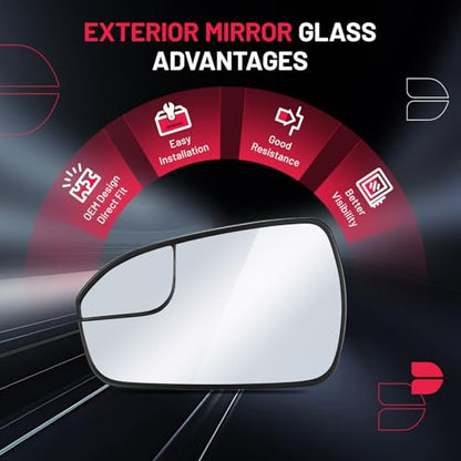 BDFHYK Mirror Glass Compatible with Fusion 2013-2020 Blind Spot Side View Convex Mirror Glass with Rear Holder, Replaces DS7Z17K707F, DS7Z-17K707-F, Heated (Left Side) - size: Left Driver Side, style: 2013-2020 Fusion