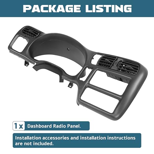 KUAFU Dash Radio Trim Bezel Cover Compatible with 1998-2004 Chevy Chevrolet S10 Blazer GMC Jimmy Dashboard Radio Panel Only Fit Single Din - color: Black