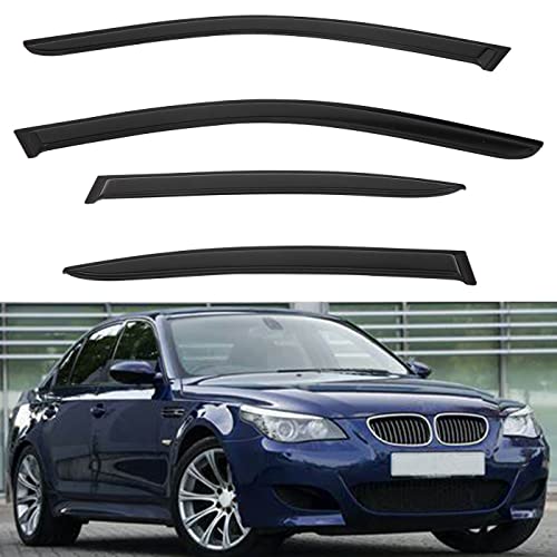 4pcs Front+Rear Smoke Tint Sun/Rain Guard Outside Mount Tape-On Vent Window Visors Compatible with 04-10 BMW E60 5-Series 4-Door Sedan M5 525 528 530 535 545 550 i xdrive xi - size: Compatible with 2004-2010 BMW 5-Series E60