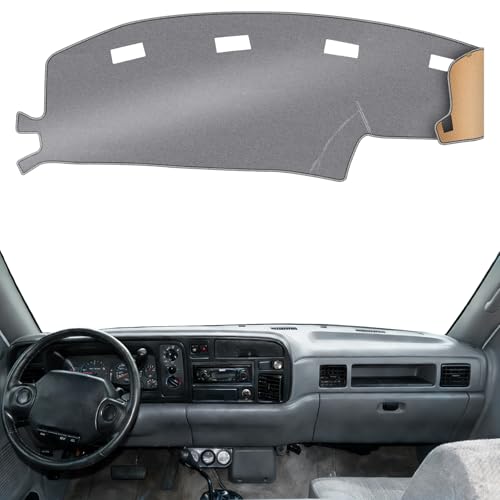 Dashboard Cover Dash Mat Fit for 1997-1994 Do-dge Ram 1500 2500 3500 (for Left Hand Drive),Car Dash Board Mat Anti-Glare Carpet,Non-Slip Pad Sunshield Protector (Grey) - color: Gray, size: Fit 94-97 Ram 1500/2500/3500