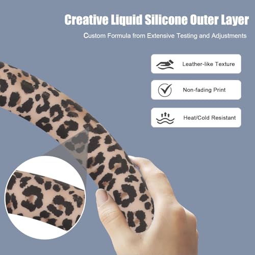 Leopard Print Steering Wheel Cover with Silicone Inner Ring, Non-Toxic, Odorless Silicone Leather with Non-Fading Cheetah Pattern for Men Women, Universal 14.5 to 15 Inch (Leopard Print) - style: Brown Leopard Print