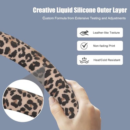 Leopard Print Steering Wheel Cover with Silicone Inner Ring, Non-Toxic, Odorless Silicone Leather with Non-Fading Cheetah Pattern for Men Women, Universal 14.5 to 15 Inch (Leopard Print) - style: Brown Leopard Print