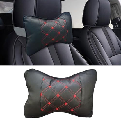 BDZMC 1PCS Car Neck Pillow, Breathable Car Head Neck Rest Cushion, Soft Pillow for Relieving Stiffness, Comfort Car Seat Neck Support Pillow (Black/Red) - color: Black/Red