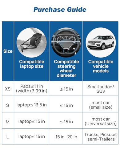 JOYTUTUS Steering Wheel Tray, Car Multifunctional Laptop Desk, Car Office Bag, Back Seat Headrest Table for Eating, Fit for Small sedan and Small SUV, Like the Honda Civic, Honda CR-V, etc. - size: X-Small