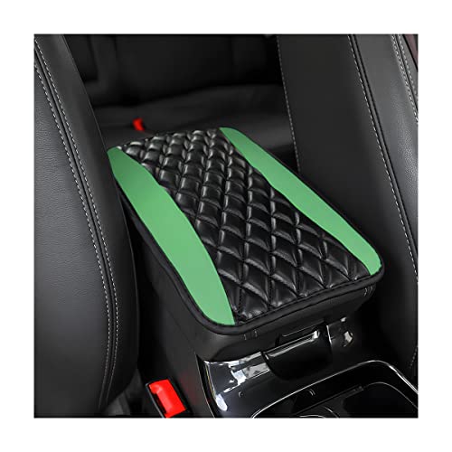 Moly Magnolia Car Center Console Cover, Leather Waterproof Armrest Seat Box Cushion Pad, Universal Decor Protector Mat, Auto Interior Accessories for SUV Truck Vehicle (Green) - color: Green