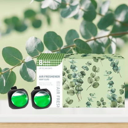 Car Air Freshener Vent Clips, 8 Pack, Provides Long-Lasting Scent, Up to 240 Days, Odor Eliminator (Eucalyptus) - color: Eucalyptus