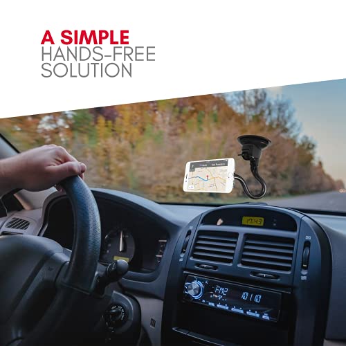 Macally Windshield Phone Mount for Car Magnetic - Suction Cup Window Mount Phone Holder with 8" Long Gooseneck Arm & Super Strong Magnet Mount for Smartphone and iPhone