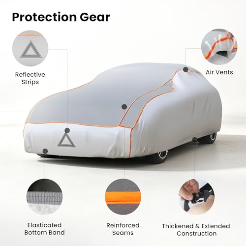 2026 Upgraded Anti-Hail Car Cover, Waterproof All Weather Thickened 5MM EVA Hail Protector, Windproof Reflective Strips with Storage Bag, Universal Fit for 171-190" Sedans (L) - size: L (Fit for 171-190 Inch Sedans)