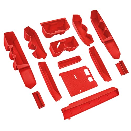 Interior Silicone Liner Insert Custom Fit for Tacoma 2024-2026, Silicone Organizer Tray for Tacoma Gen 4th Double Cab only - Fully Covered - for Tacoma Accessories - color: Red, size: for Tacoma Gen 4th (2024-2026) & Crew Cab