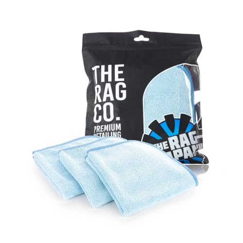 The Rag Company - Premium FTW - 70/30 Blend Microfiber Cleaning Towels for Glass, Windows, Mirrors, Polished Surfaces - Streak-Free - Scratchless, 16" x16' Light Blue (3-Pack) - color: Light Blue
