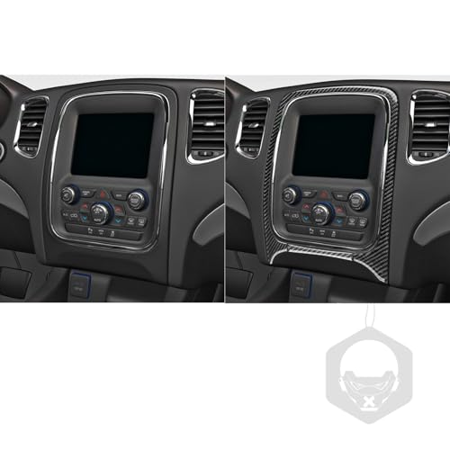 NVCNX Real Premium Carbon Fiber Accessories for Dodge Durango 2014-2020 2015 2016 2017 2018 2019 Car Dash Board Dashboard Infotainment System Panel Cover Interior Trim Sticker Decal 2PCs - color: 2014-2020 Dash Infotainment System Panel Trim