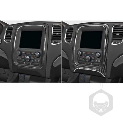 NVCNX Real Premium Carbon Fiber Accessories for Dodge Durango 2014-2020 2015 2016 2017 2018 2019 Car Dash Board Dashboard Infotainment System Panel Cover Interior Trim Sticker Decal 2PCs - color: 2014-2020 Dash Infotainment System Panel Trim