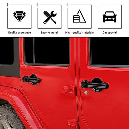 Exterior Door Handle Cover Tailgate Handle Cover Recess Guard Compatible with 2007-2017 Jeep Wrangler JK JKU Sports Sahara Freedom Rubicon Unlimited, Black, 15PCs - color: Black