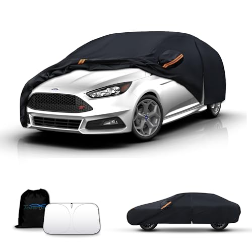 Waterproof Car Cover All-Weather, Heavy-Duty Outdoor Full Exterior Automobiles Snow Cover for Hatchback 164-178 inch with Sun Visor,Zippered & Storage Bag - Black - size: Fit Hatchback Length 164-178 inch(2L)