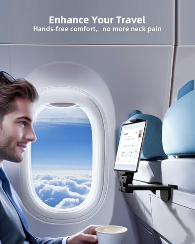 OGRANEE Airplane Tablet Holder Mount, Long Flight Essentials Travel Accessories for iPad, Foldable Tablet Stand for Plane Seat Back, Best Gifts for Travelers women, Fit for iPad, Phone, Switch, kindle