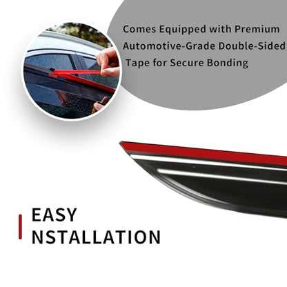 Window Visor Wind Deflector, 4PCS Tape-On Rain Guards for 2026 Toyota RAV4, Outside Mount Sun Shade Side Window Vent Visors, Black
