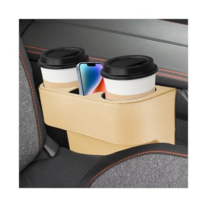 Car Seat Gap Filler Organizer, Multifunctional Auto Console Side Storage Box with Cup Holder, Universal PU Leather Cup Holder Front Seat Crevice Filler for Car Truck SUV (Beige) - color: Beige
