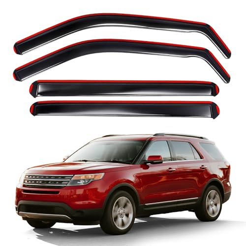 in-Channel Rain Guards for 2011-2019 Ford Explorer (Except Hybrid), Window Deflectors Window Visors for 2015 Ford Explorer Accessories, 4 Pcs - size: 2011-2019 Ford Explorer (Except Hybrid)